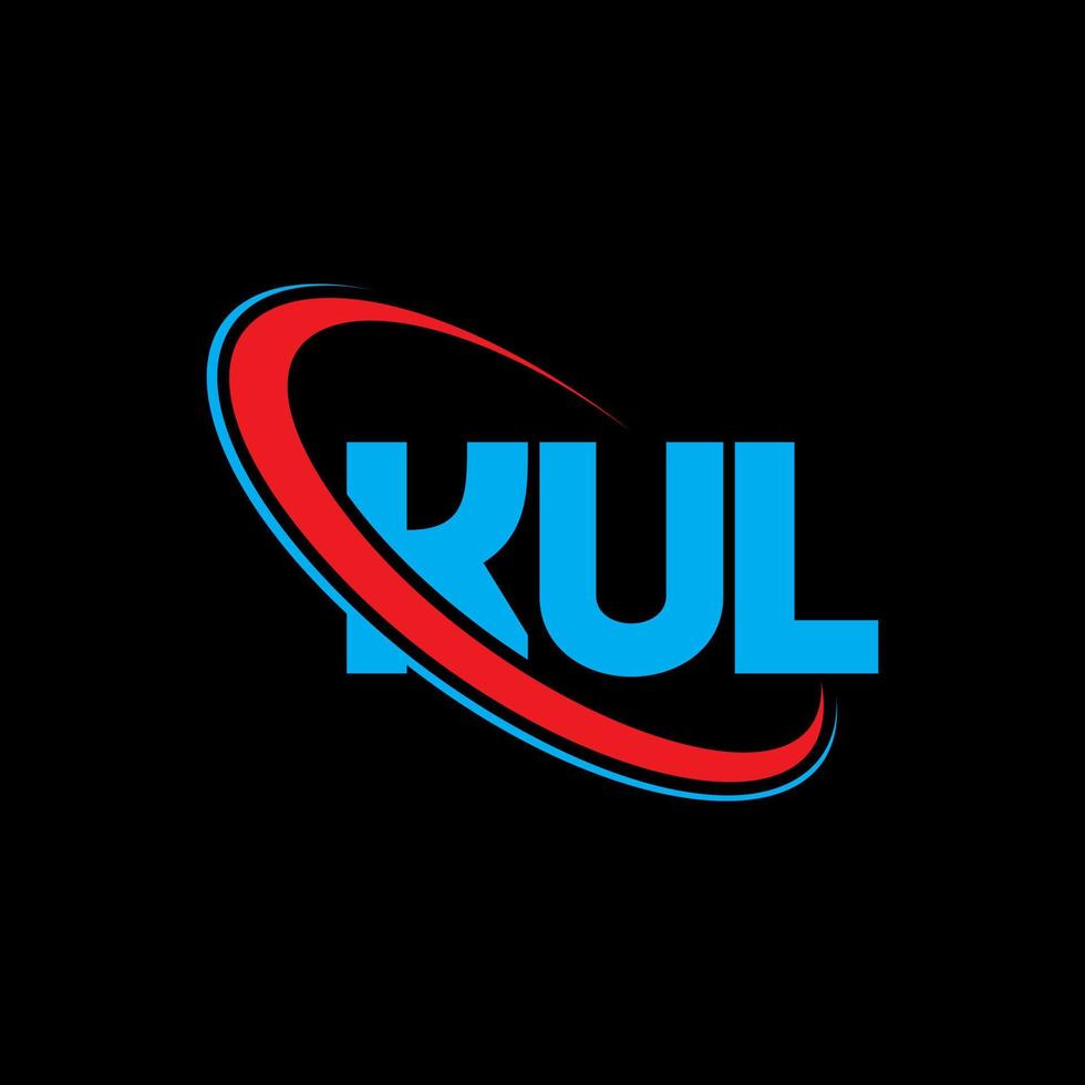 kul-logo. kul brief. kul brief logo ontwerp. initialen kul logo gekoppeld aan cirkel en hoofdletter monogram logo. kul typografie voor technologie, zaken en onroerend goed merk. vector