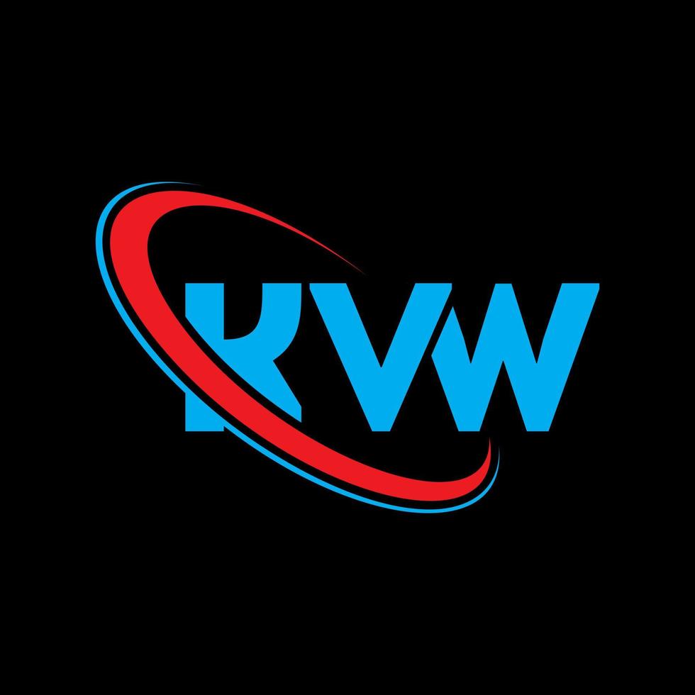 kvw-logo. kvw brief. kvw brief logo ontwerp. initialen kvw logo gekoppeld aan cirkel en monogram logo in hoofdletters. kvw typografie voor technologie, business en onroerend goed merk. vector