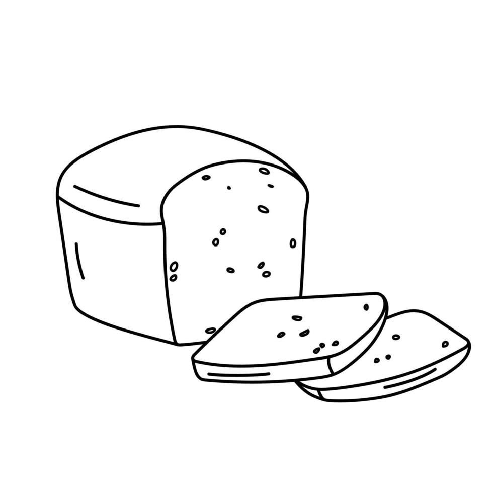 brood met plakjes in de doodle-stijl. vector
