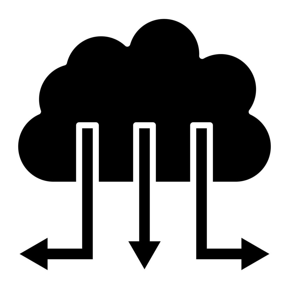 glyph-pictogram voor clouddistributie vector