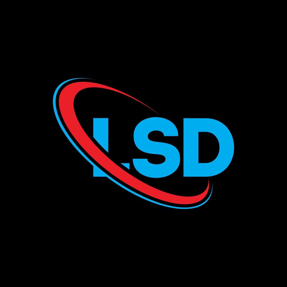 lsd-logo. lsd brief. lsd brief logo ontwerp. initialen lsd-logo gekoppeld aan cirkel en monogram-logo in hoofdletters. lsd-typografie voor technologie, zaken en onroerend goed merk. vector