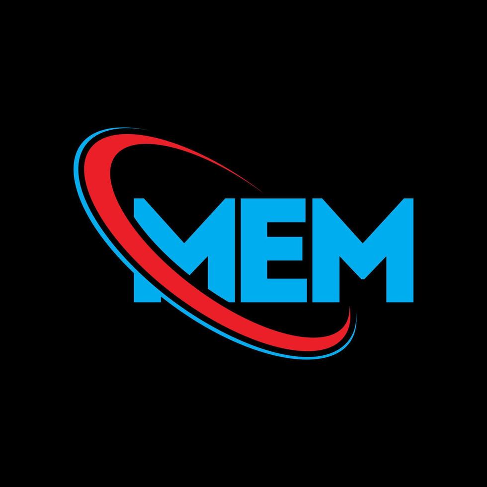 mem-logo. mem brief. mem brief logo ontwerp. initialen mem logo gekoppeld aan cirkel en hoofdletter monogram logo. mem typografie voor technologie, business en onroerend goed merk. vector