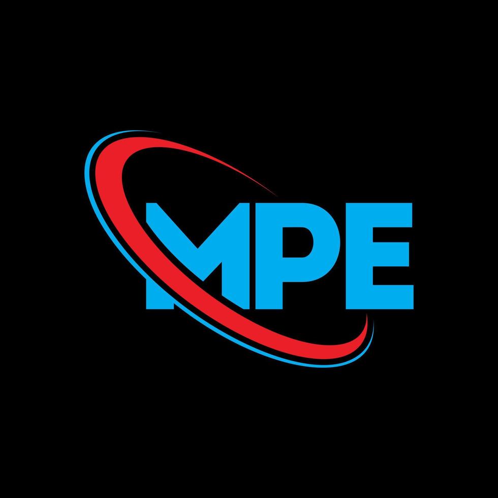 mpe-logo. mp brief. mpe brief logo ontwerp. initialen mpe-logo gekoppeld aan cirkel en monogram-logo in hoofdletters. mpe typografie voor technologie, business en onroerend goed merk. vector