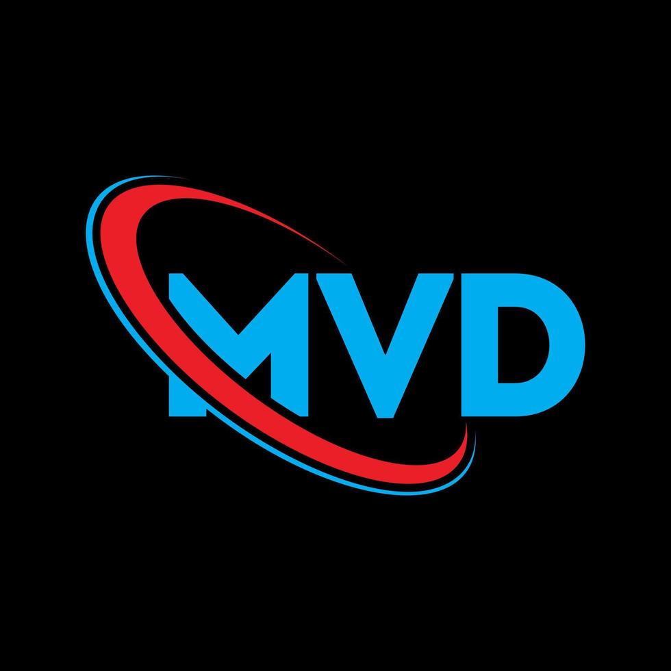 mvd-logo. mv brief. mvd brief logo ontwerp. initialen mvd logo gekoppeld aan cirkel en monogram logo in hoofdletters. mvd typografie voor technologie, business en onroerend goed merk. vector