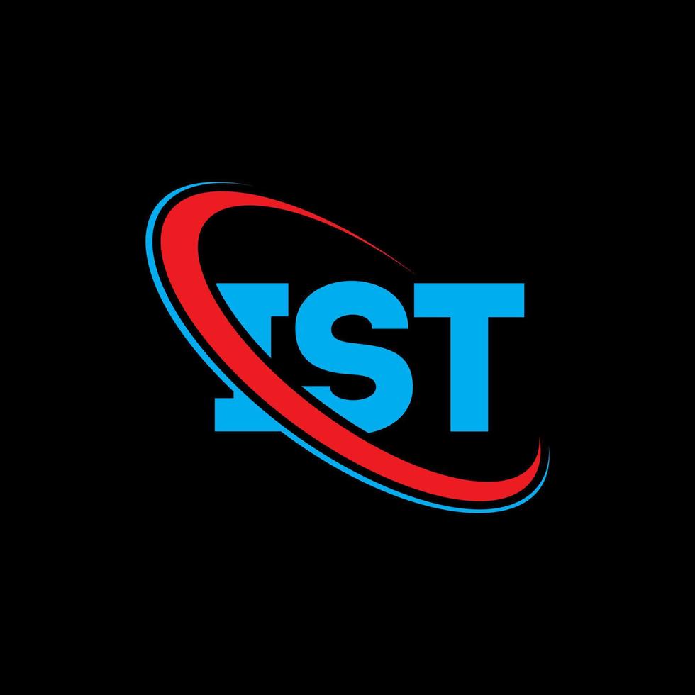 ist-logo. est brief. ist letter logo-ontwerp. initialen ist logo gekoppeld aan cirkel en hoofdletter monogram logo. ist typografie voor technologie, zaken en onroerend goed merk. vector