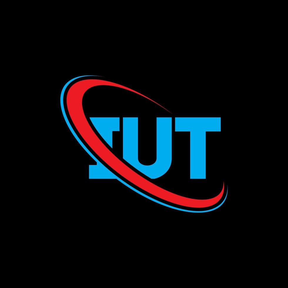 iut-logo. iu brief. iut brief logo ontwerp. initialen iut-logo gekoppeld aan cirkel en monogram-logo in hoofdletters. iut typografie voor technologie, zaken en onroerend goed merk. vector