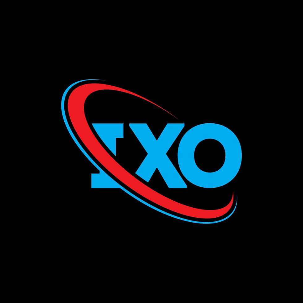 ixo-logo. ixo brief. ixo brief logo ontwerp. initialen ixo-logo gekoppeld aan cirkel en monogram-logo in hoofdletters. ixo typografie voor technologie, zaken en onroerend goed merk. vector