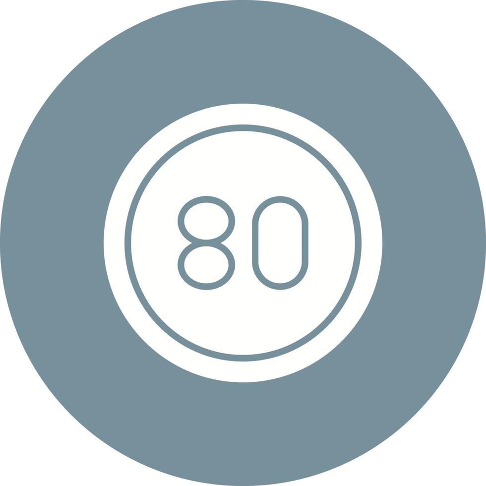 80 snelheidslimiet glyph cirkel achtergrondpictogram vector