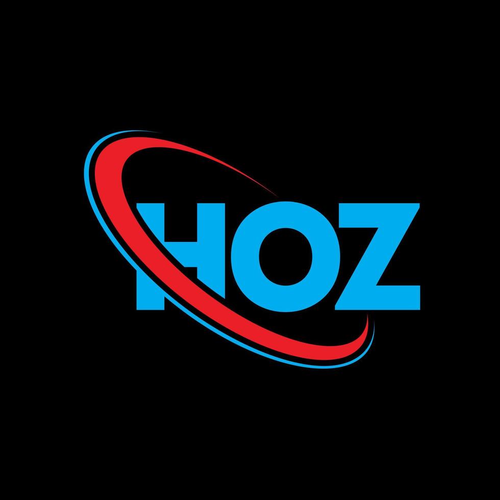 hoz-logo. hoi brief. hoz brief logo ontwerp. initialen hoz logo gekoppeld aan cirkel en hoofdletter monogram logo. hoz typografie voor technologie, zaken en onroerend goed merk. vector