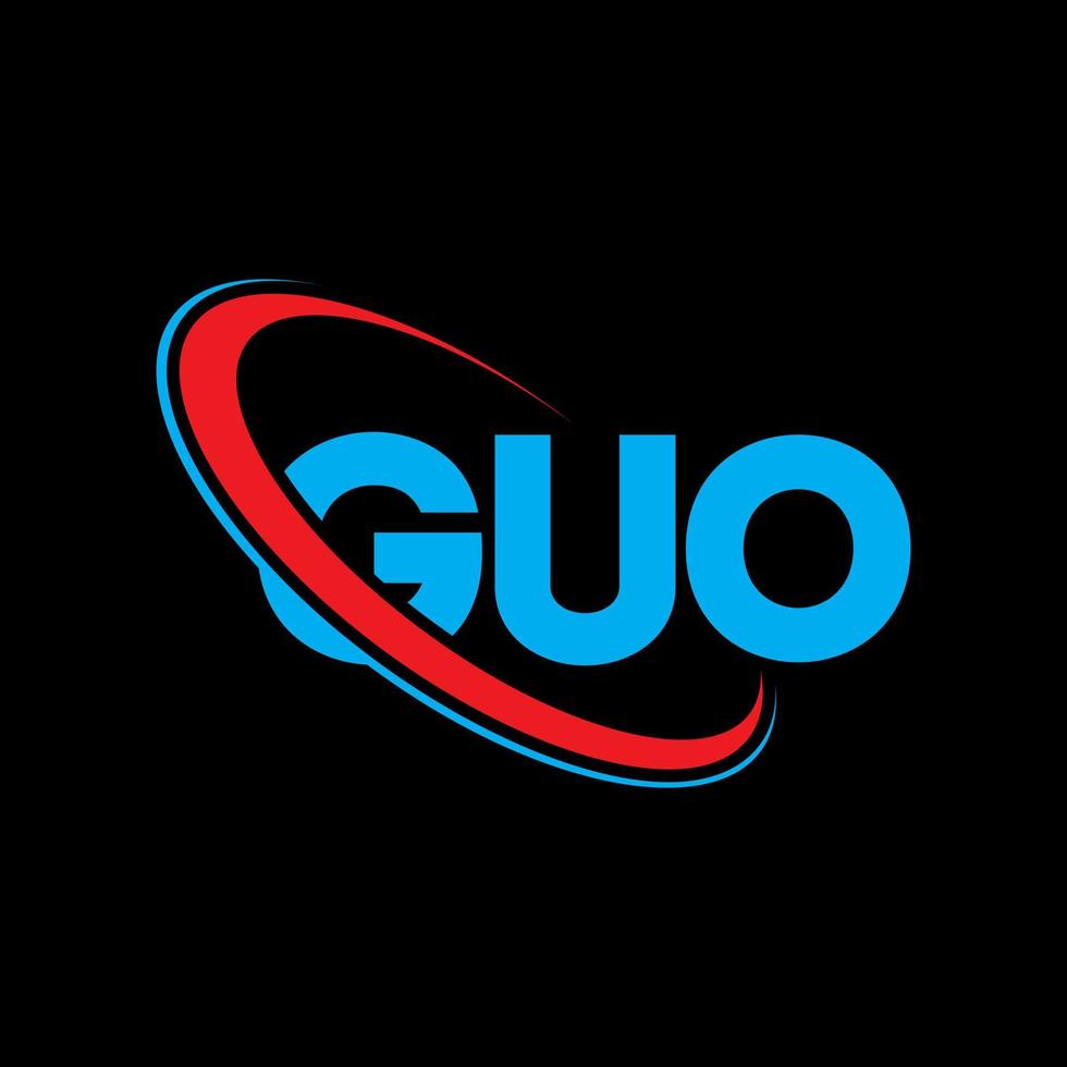 guo-logo. gu brief. guo brief logo ontwerp. initialen guo-logo gekoppeld aan cirkel en monogram-logo in hoofdletters. guo typografie voor technologie, zaken en onroerend goed merk. vector