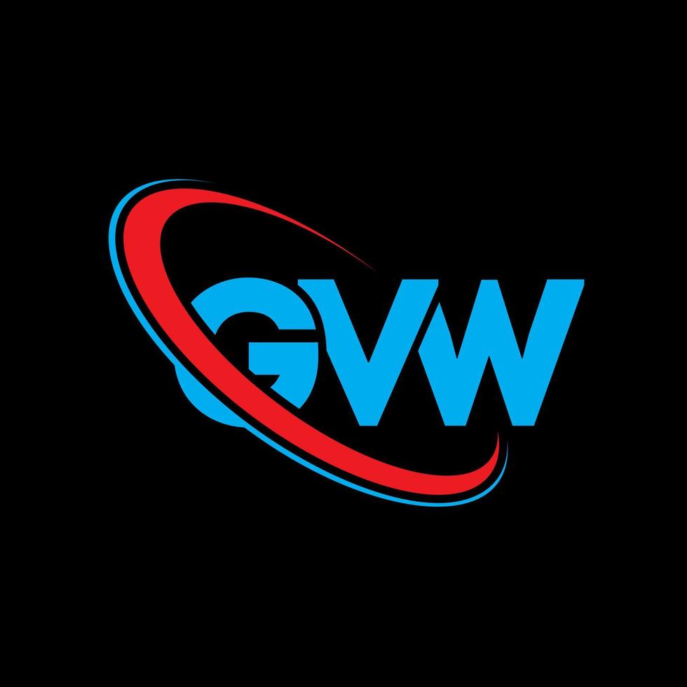 gvw-logo. gv brief. gvw brief logo ontwerp. initialen gvw logo gekoppeld aan cirkel en monogram logo in hoofdletters. gvw typografie voor technologie, business en onroerend goed merk. vector