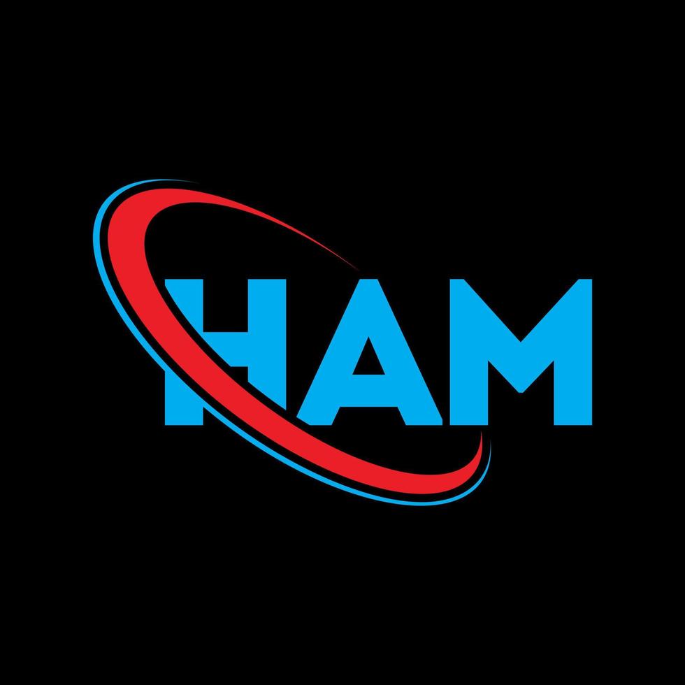 ham-logo. ham brief. ham brief logo ontwerp. initialen ham logo gekoppeld aan cirkel en hoofdletter monogram logo. ham typografie voor technologie, business en onroerend goed merk. vector