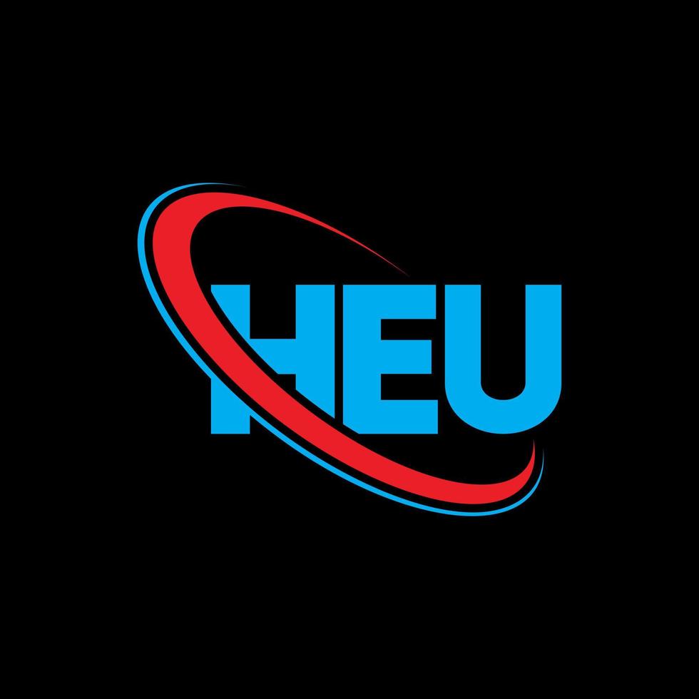 heu-logo. hee brief. heu brief logo ontwerp. initialen heu logo gekoppeld aan cirkel en hoofdletter monogram logo. heu typografie voor technologie, zaken en onroerend goed merk. vector