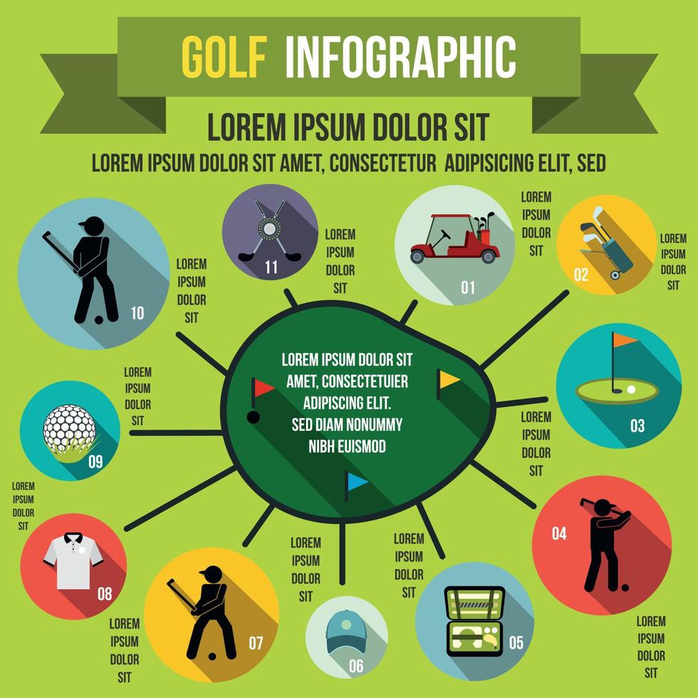 golf infographic, vlakke stijl vector