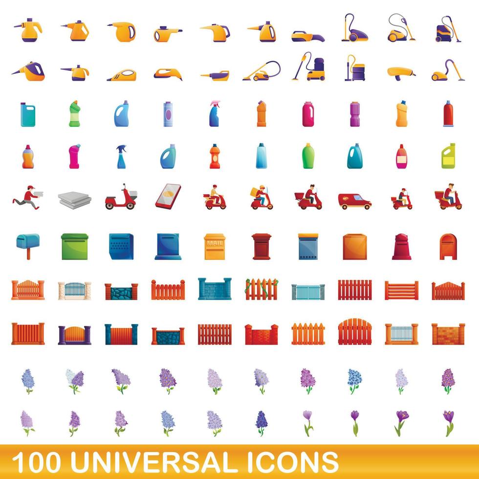 100 universele iconen set, cartoon stijl vector