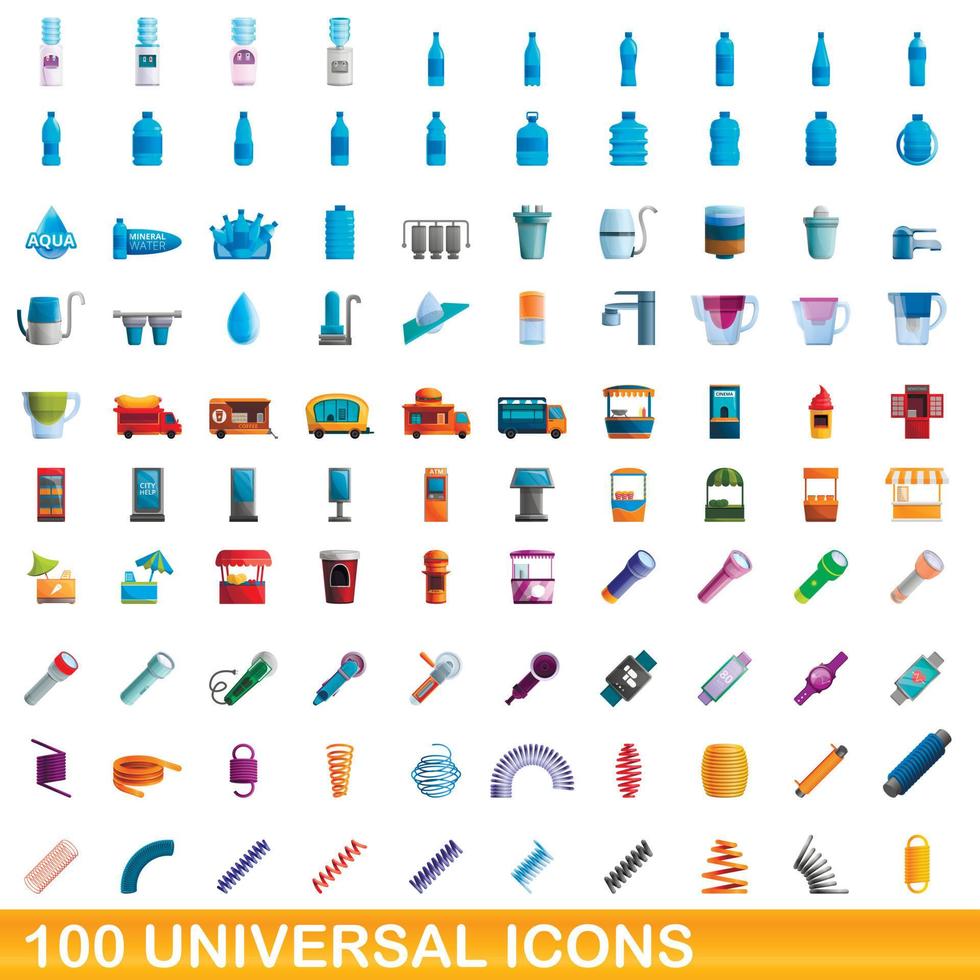 100 universele iconen set, cartoon stijl vector