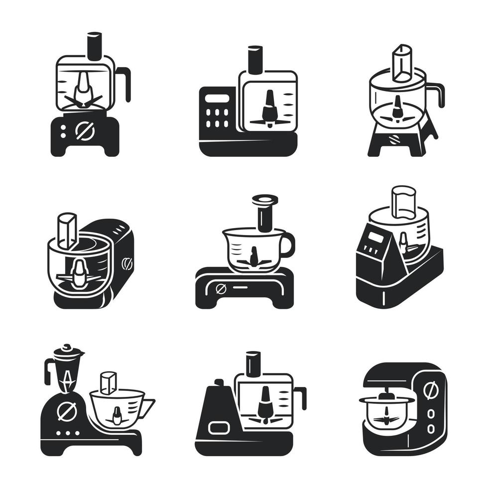 keukenmachine iconen set, eenvoudige stijl vector