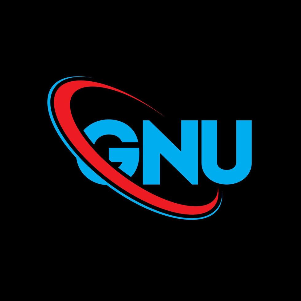 gnu-logo. gnu brief. gnu brief logo ontwerp. initialen gnu-logo gekoppeld aan cirkel en monogram-logo in hoofdletters. gnu typografie voor technologie, zaken en onroerend goed merk. vector