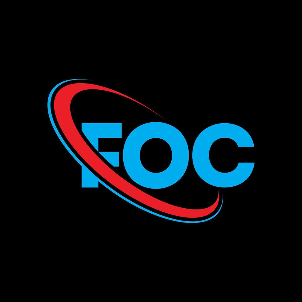 foc-logo. fok brief. foc brief logo ontwerp. initialen foc logo gekoppeld aan cirkel en hoofdletter monogram logo. foc typografie voor technologie, business en onroerend goed merk. vector