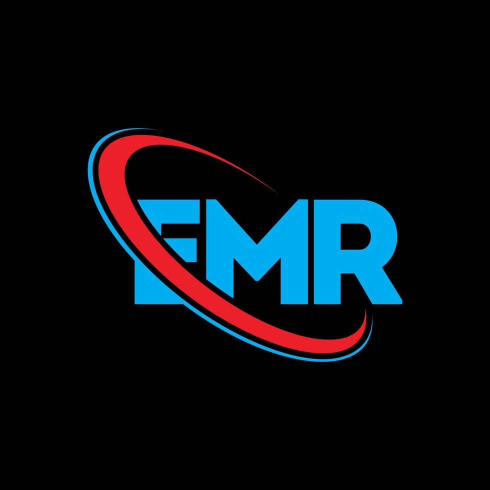 emr-logo. emr brief. emr brief logo ontwerp. initialen emr-logo gekoppeld aan cirkel en monogram-logo in hoofdletters. emr typografie voor technologie, business en onroerend goed merk. vector