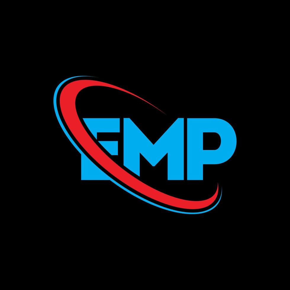 em logo. mp brief. em letter logo-ontwerp. initialen emp-logo gekoppeld aan cirkel en monogram-logo in hoofdletters. emp typografie voor technologie, zaken en onroerend goed merk. vector