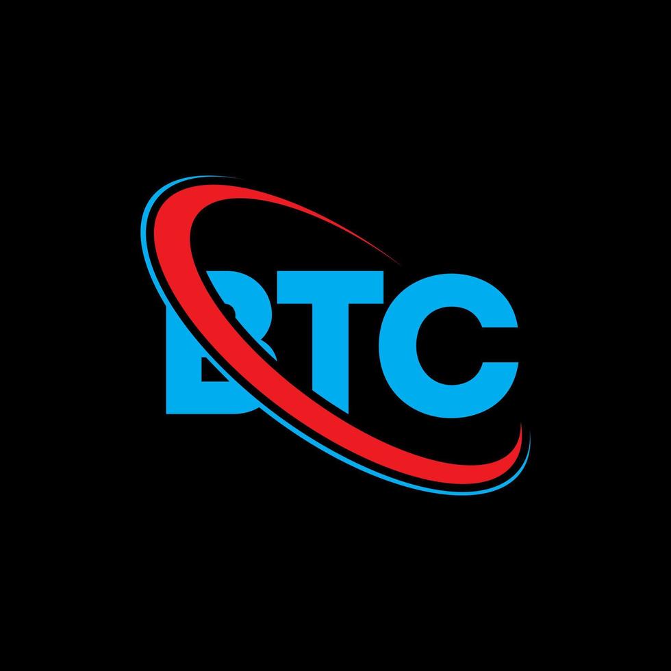 btc-logo. btc brief. btc brief logo ontwerp. initialen btc-logo gekoppeld aan cirkel en monogram-logo in hoofdletters. btc-typografie voor technologie, zaken en onroerend goed merk. vector