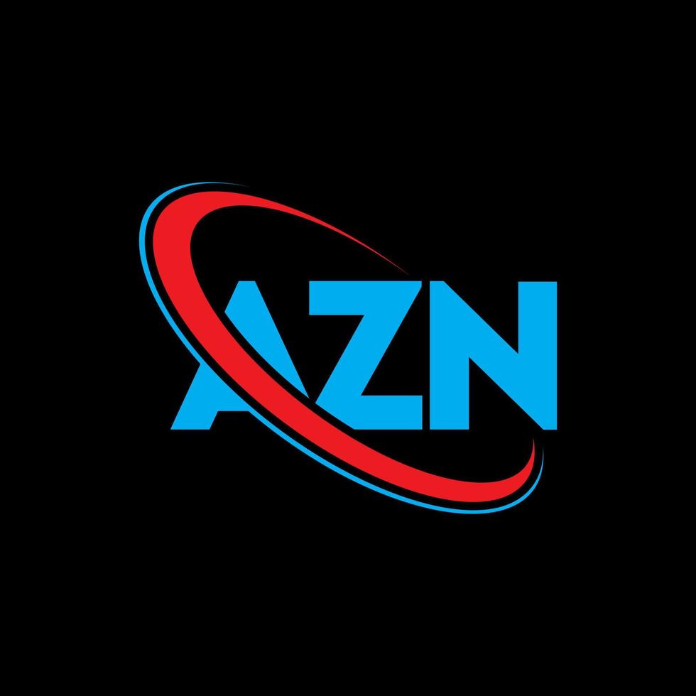 azn-logo. azn brief. azn brief logo ontwerp. initialen azn-logo gekoppeld aan cirkel en monogram-logo in hoofdletters. azn typografie voor technologie, business en onroerend goed merk. vector