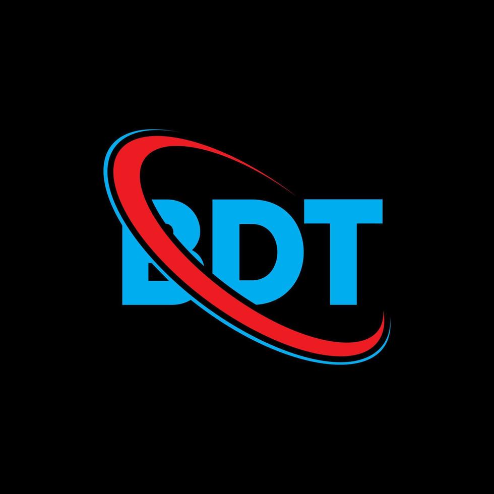 bdt-logo. bd brief. bdt brief logo ontwerp. initialen bdt-logo gekoppeld aan cirkel en monogram-logo in hoofdletters. bdt typografie voor technologie, zaken en onroerend goed merk. vector