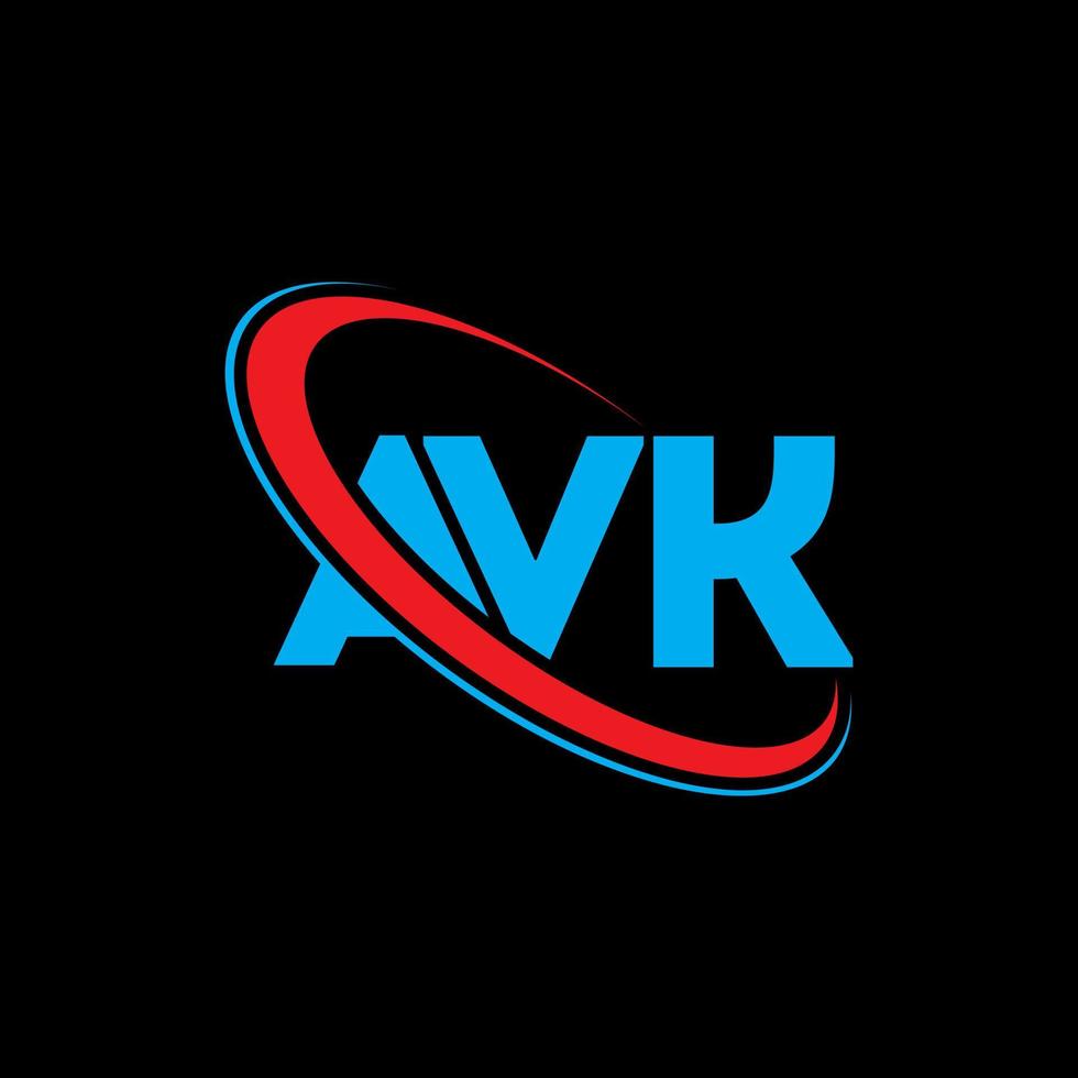 avk-logo. vk brief. avk brief logo ontwerp. initialen avk logo gekoppeld aan cirkel en hoofdletter monogram logo. avk typografie voor technologie, zaken en onroerend goed merk. vector