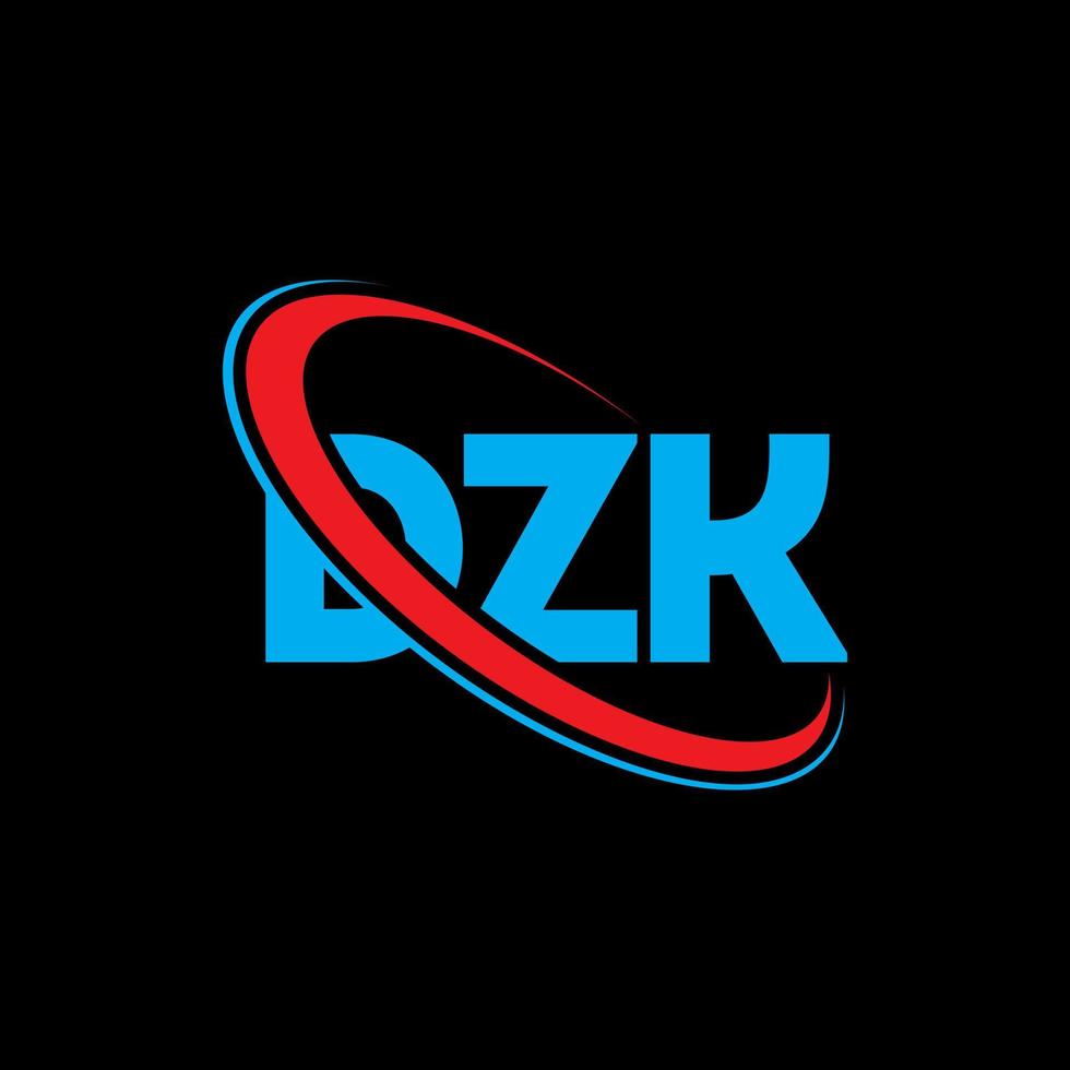 dzk-logo. dzk brief. dzk brief logo ontwerp. initialen dzk-logo gekoppeld aan cirkel en monogram-logo in hoofdletters. dzk typografie voor technologie, zaken en onroerend goed merk. vector