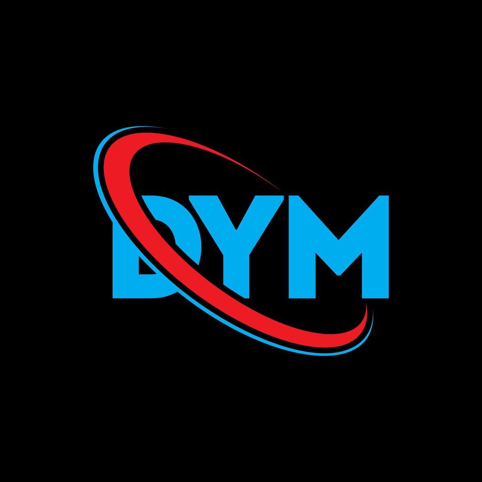 dym-logo. dm brief. dym brief logo ontwerp. initialen dym-logo gekoppeld aan cirkel en monogram-logo in hoofdletters. dym typografie voor technologie, zaken en onroerend goed merk. vector