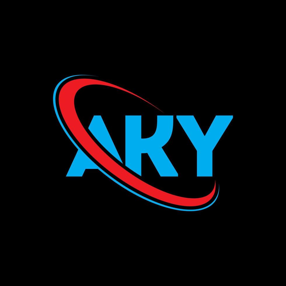 aky-logo. ke brief. aky brief logo ontwerp. initialen aky logo gekoppeld aan cirkel en hoofdletter monogram logo. aky typografie voor technologie, zaken en onroerend goed merk. vector