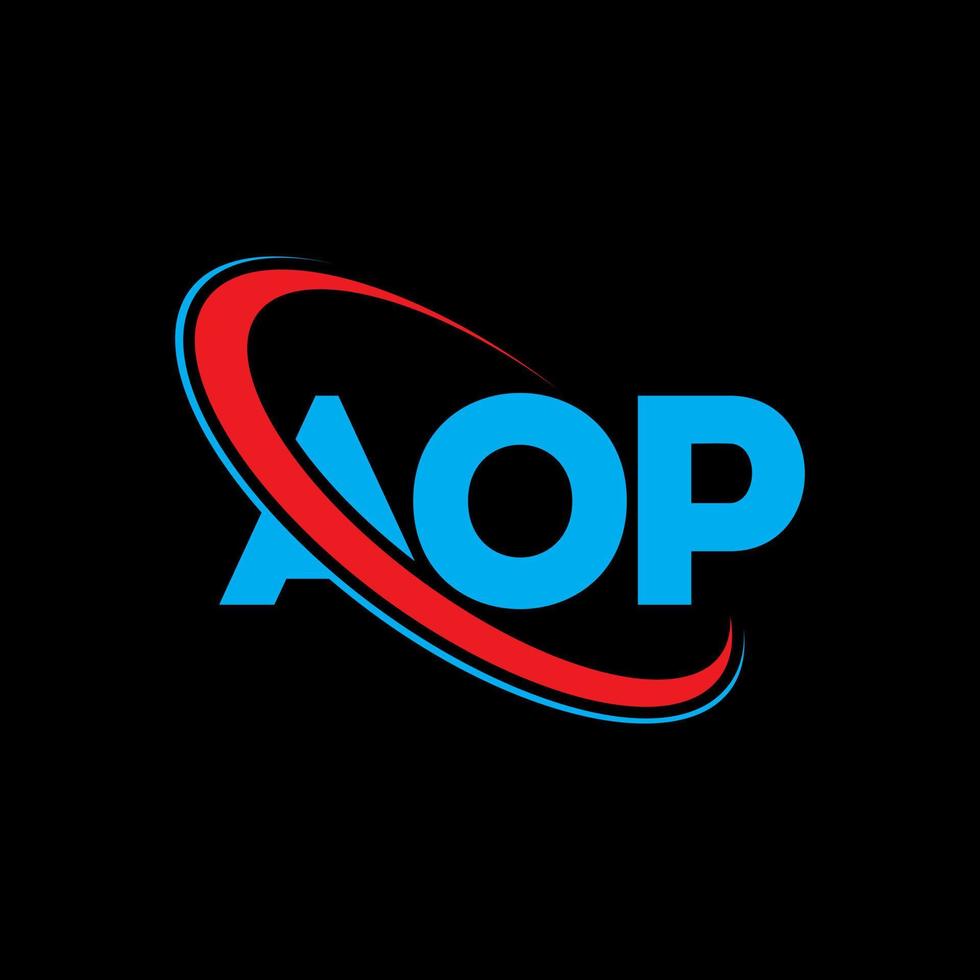 aop-logo. op brief. aop brief logo ontwerp. initialen aop logo gekoppeld aan cirkel en hoofdletter monogram logo. aop typografie voor technologie, zaken en onroerend goed merk. vector