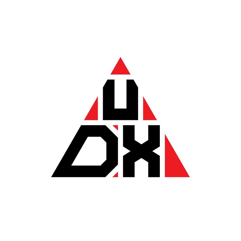 udx driehoek brief logo ontwerp met driehoekige vorm. udx driehoek logo ontwerp monogram. udx driehoek vector logo sjabloon met rode kleur. udx driehoekig logo eenvoudig, elegant en luxueus logo.