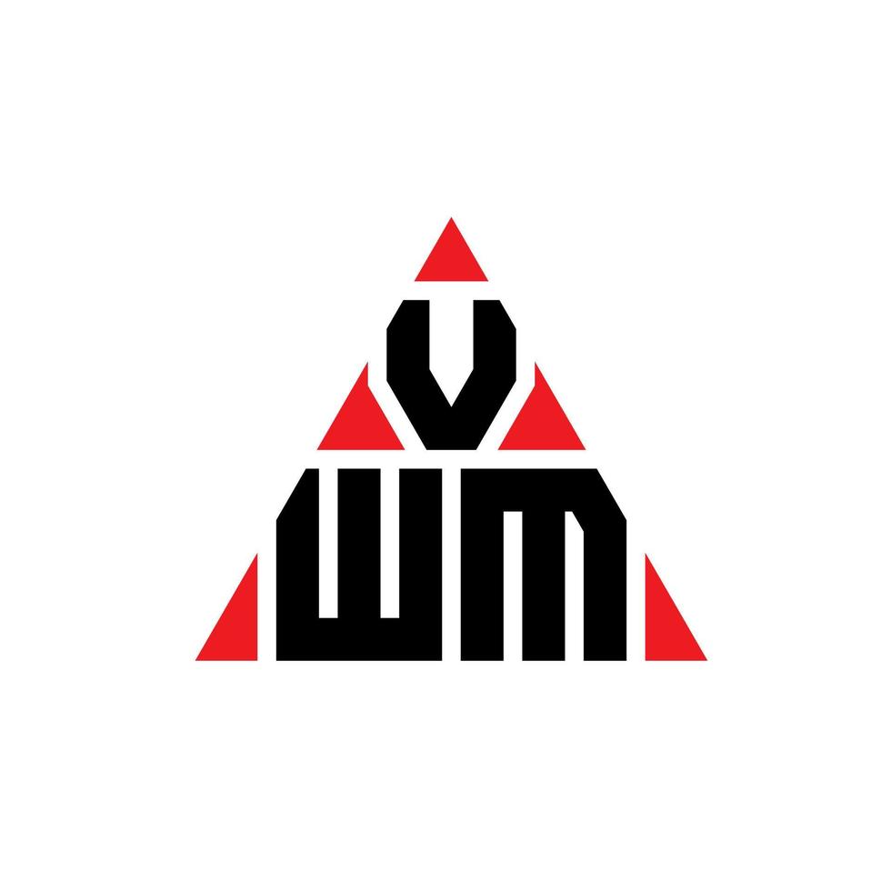 vwm driehoek brief logo ontwerp met driehoekige vorm. vwm driehoek logo ontwerp monogram. vwm driehoek vector logo sjabloon met rode kleur. vwm driehoekig logo eenvoudig, elegant en luxueus logo.