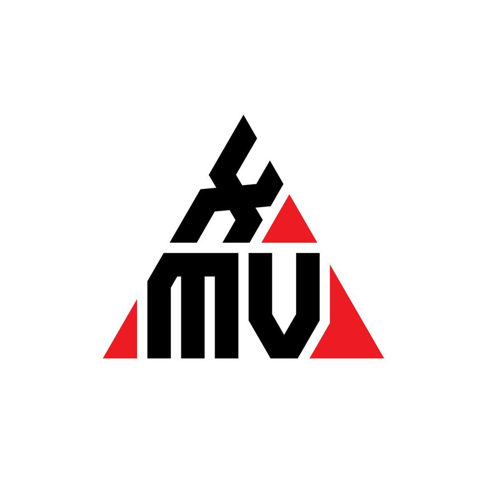 xmv driehoek brief logo ontwerp met driehoekige vorm. xmv driehoek logo ontwerp monogram. xmv driehoek vector logo sjabloon met rode kleur. xmv driehoekig logo eenvoudig, elegant en luxueus logo.