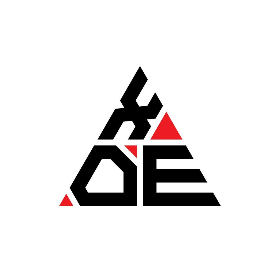 xoe driehoek brief logo ontwerp met driehoekige vorm. xoe driehoek logo ontwerp monogram. xoe driehoek vector logo sjabloon met rode kleur. xoe driehoekig logo eenvoudig, elegant en luxueus logo.