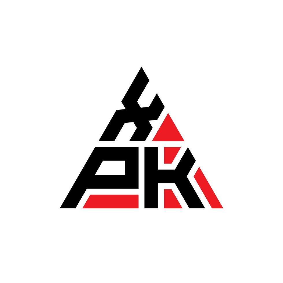 xpk driehoek brief logo ontwerp met driehoekige vorm. xpk driehoek logo ontwerp monogram. xpk driehoek vector logo sjabloon met rode kleur. xpk driehoekig logo eenvoudig, elegant en luxueus logo.