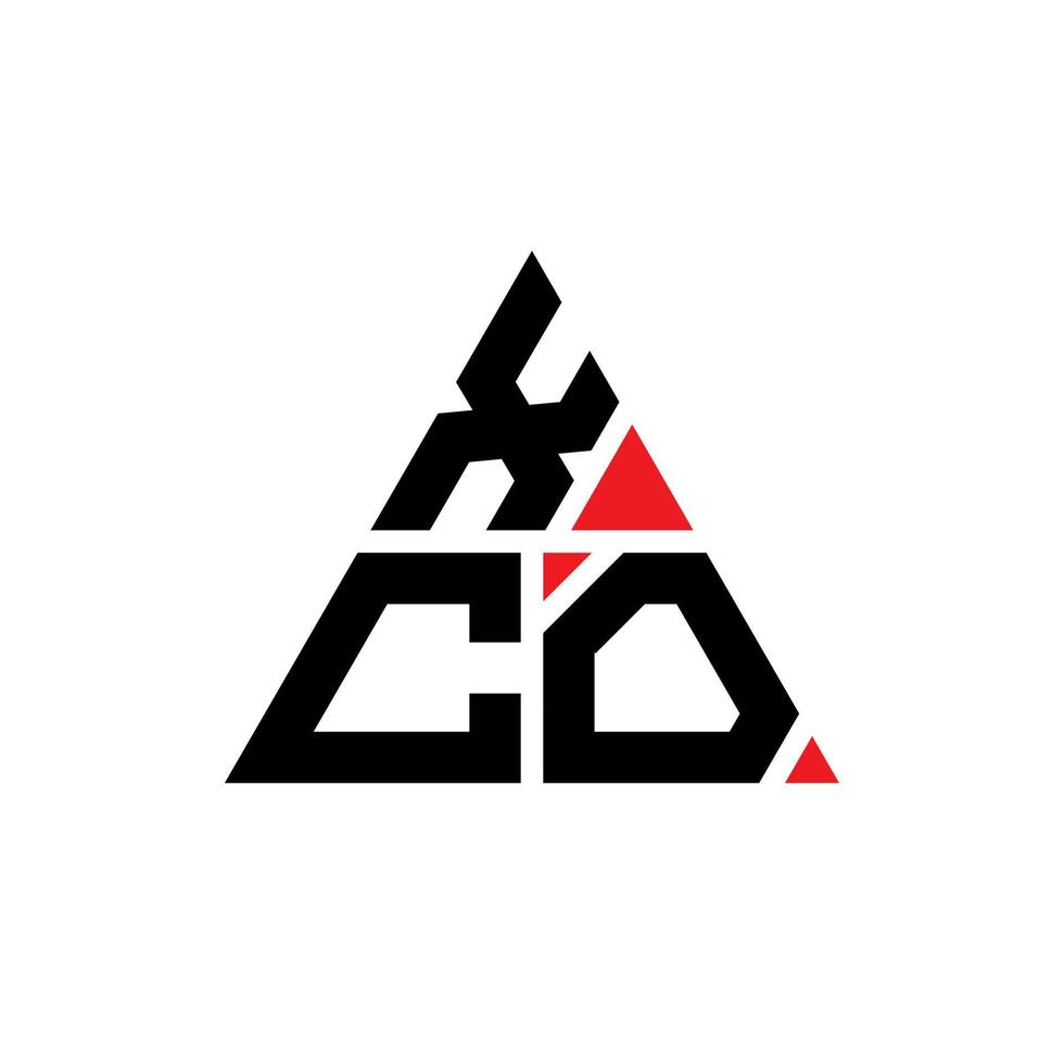 xco driehoek brief logo ontwerp met driehoekige vorm. xco driehoek logo ontwerp monogram. xco driehoek vector logo sjabloon met rode kleur. xco driehoekig logo eenvoudig, elegant en luxueus logo.