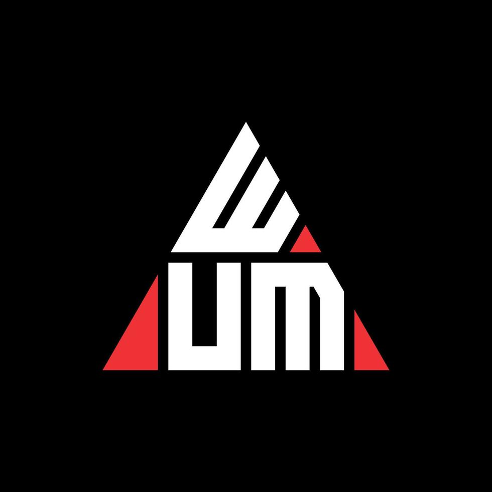 wum driehoek brief logo ontwerp met driehoekige vorm. wum driehoek logo ontwerp monogram. wum driehoek vector logo sjabloon met rode kleur. wum driehoekig logo eenvoudig, elegant en luxueus logo.