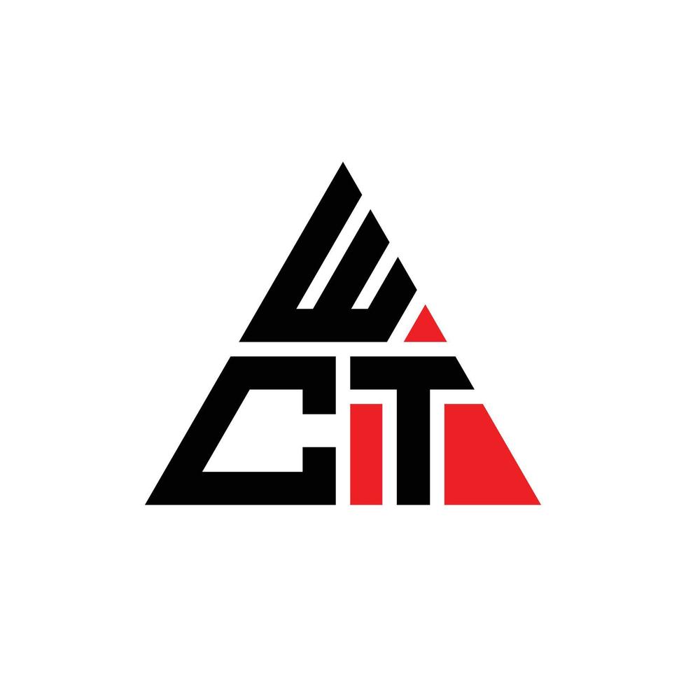 WCT driehoek brief logo ontwerp met driehoekige vorm. wct driehoek logo ontwerp monogram. wct driehoek vector logo sjabloon met rode kleur. wct driehoekig logo eenvoudig, elegant en luxueus logo. wct