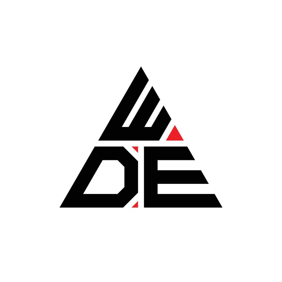 wde driehoek brief logo ontwerp met driehoekige vorm. wde driehoek logo ontwerp monogram. wde driehoek vector logo sjabloon met rode kleur. wde driehoekig logo eenvoudig, elegant en luxueus logo. wde