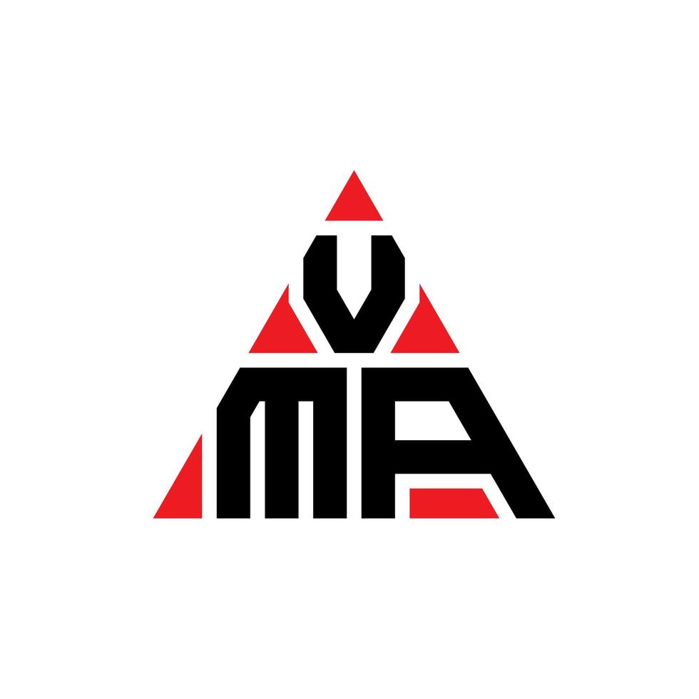 vma driehoek brief logo ontwerp met driehoekige vorm. vma driehoek logo ontwerp monogram. vma driehoek vector logo sjabloon met rode kleur. vma driehoekig logo eenvoudig, elegant en luxueus logo.