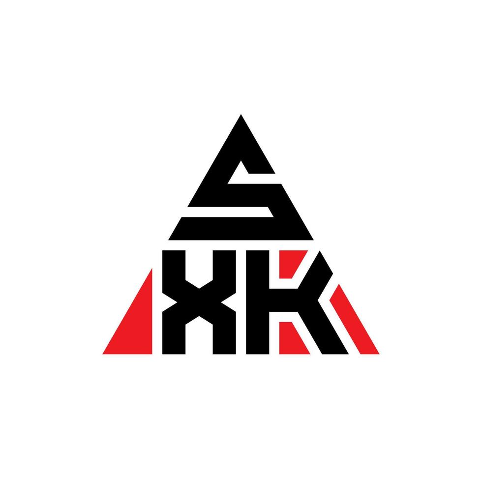 sxk driehoek brief logo ontwerp met driehoekige vorm. sxk driehoek logo ontwerp monogram. sxk driehoek vector logo sjabloon met rode kleur. sxk driehoekig logo eenvoudig, elegant en luxueus logo.