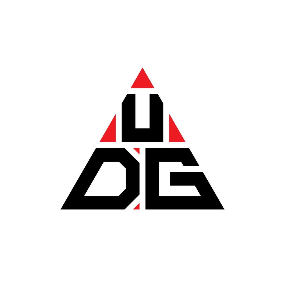 udg driehoek brief logo ontwerp met driehoekige vorm. udg driehoek logo ontwerp monogram. udg driehoek vector logo sjabloon met rode kleur. udg driehoekig logo eenvoudig, elegant en luxueus logo.