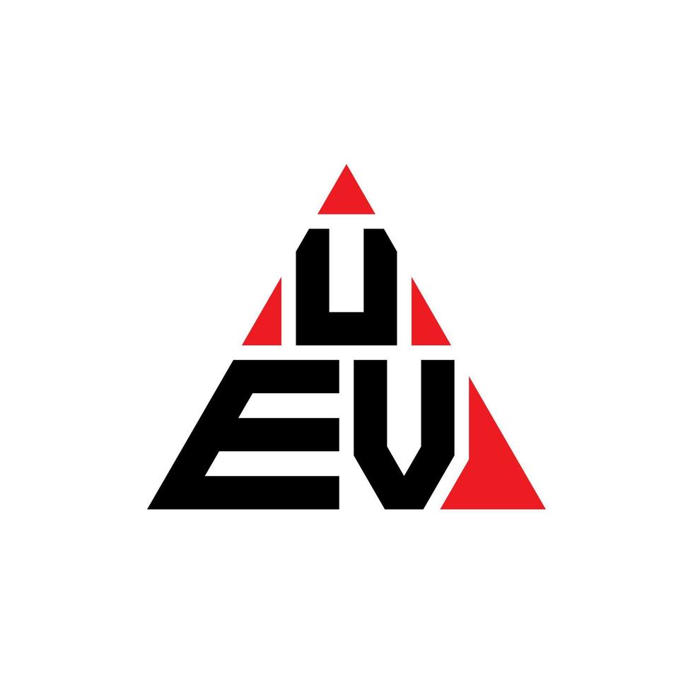 uev driehoek brief logo ontwerp met driehoekige vorm. uev driehoek logo ontwerp monogram. uev driehoek vector logo sjabloon met rode kleur. uev driehoekig logo eenvoudig, elegant en luxueus logo.