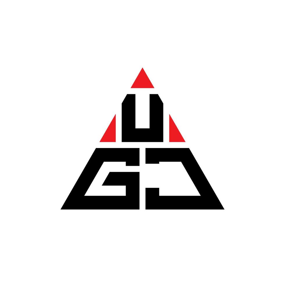 ugj driehoek brief logo ontwerp met driehoekige vorm. ugj driehoek logo ontwerp monogram. ugj driehoek vector logo sjabloon met rode kleur. ugj driehoekig logo eenvoudig, elegant en luxueus logo.