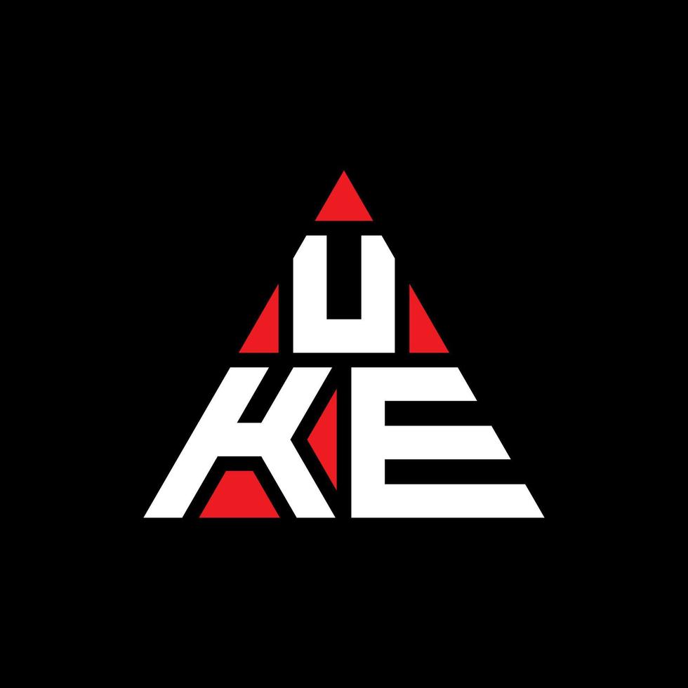 uke driehoek brief logo ontwerp met driehoekige vorm. uke driehoek logo ontwerp monogram. uke driehoek vector logo sjabloon met rode kleur. uke driehoekig logo eenvoudig, elegant en luxueus logo.