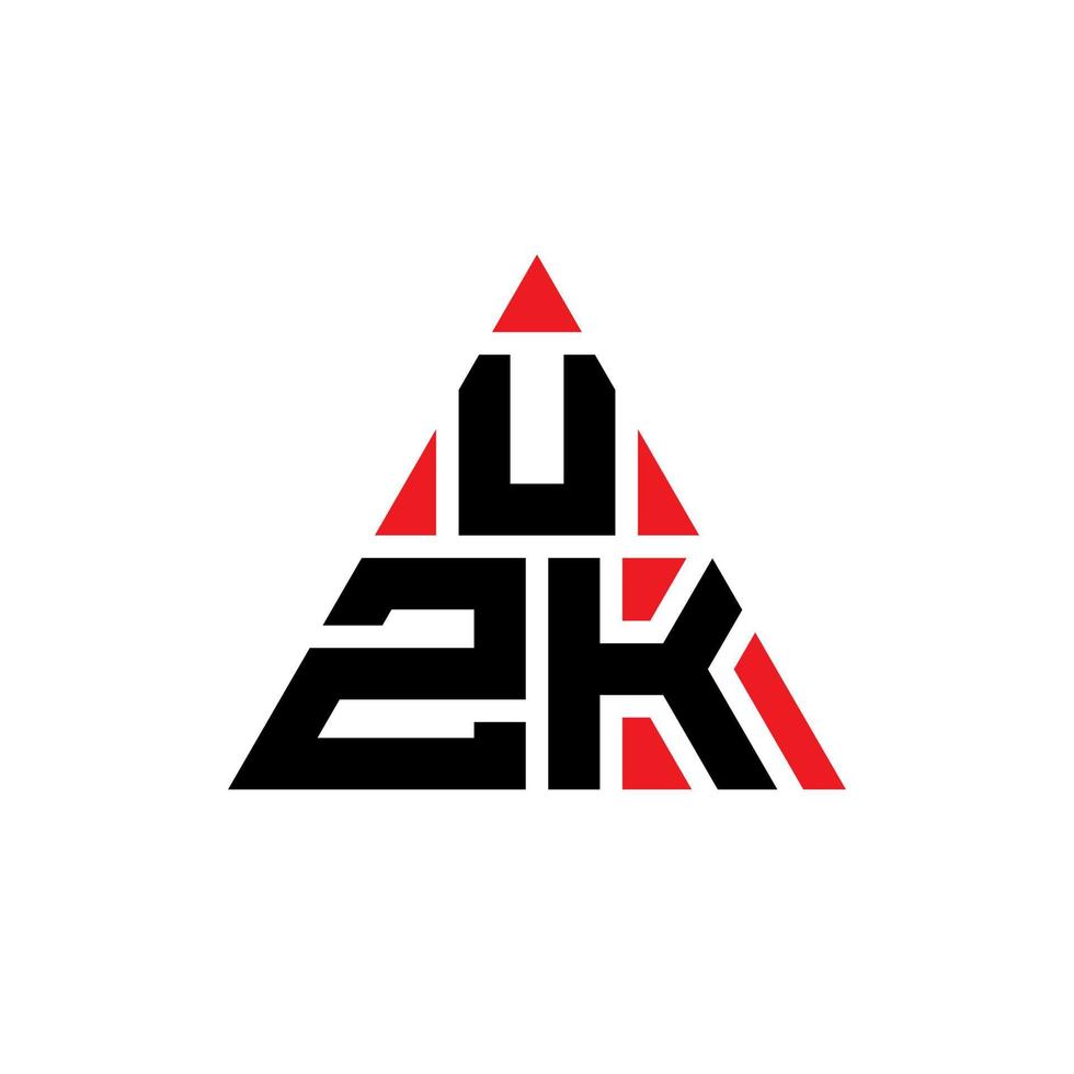 UZK driehoek letter logo ontwerp met driehoekige vorm. uzk driehoek logo ontwerp monogram. uzk driehoek vector logo sjabloon met rode kleur. uzk driehoekig logo eenvoudig, elegant en luxueus logo.