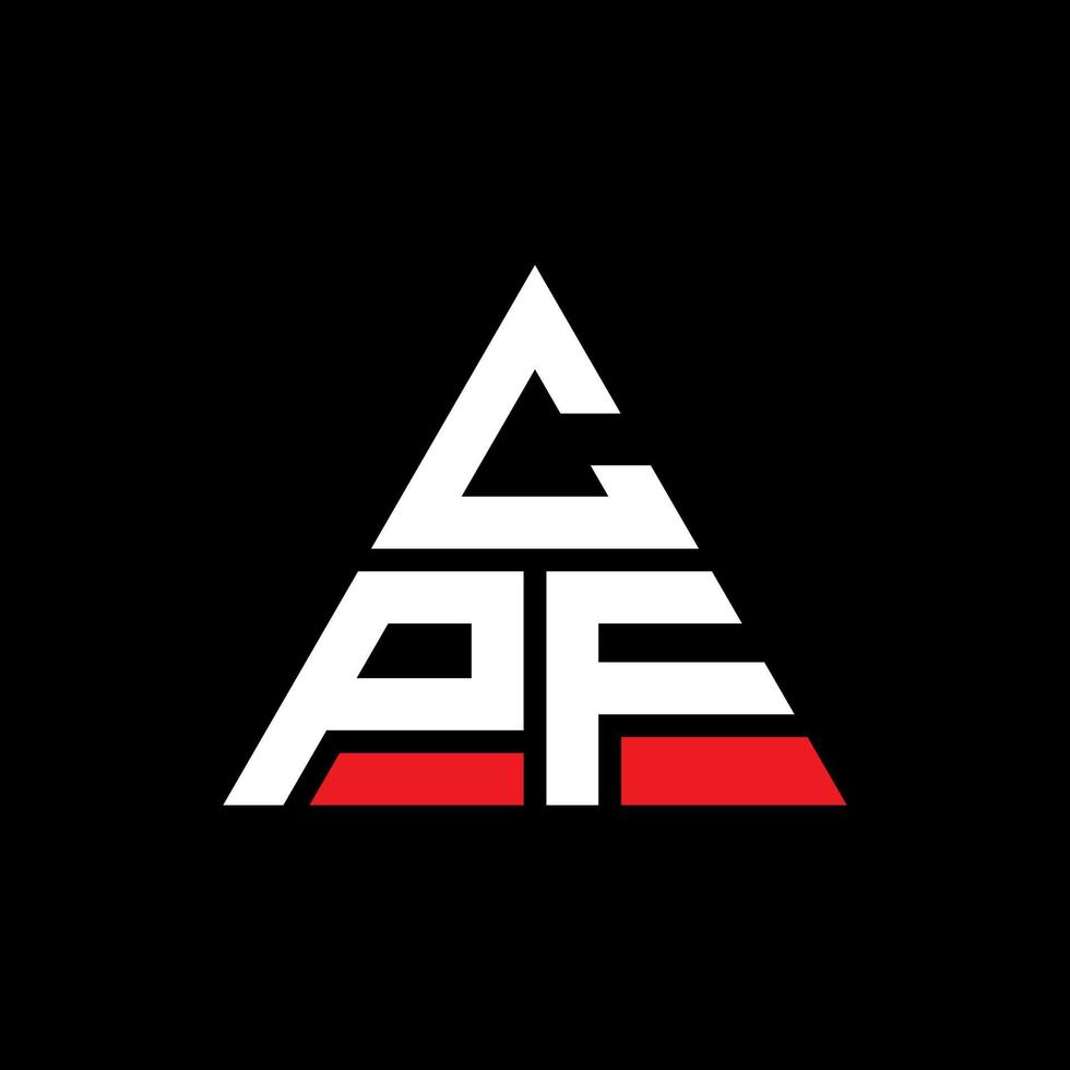 cpf driehoek brief logo ontwerp met driehoekige vorm. cpf driehoek logo ontwerp monogram. cpf driehoek vector logo sjabloon met rode kleur. cpf driehoekig logo eenvoudig, elegant en luxueus logo.